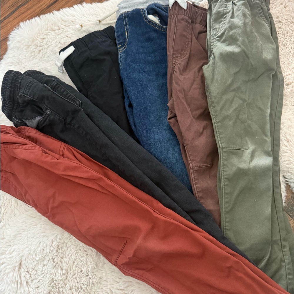 Lot of 6 Casual Jogger Pants - Rust, Black, Denim, Brown, Olive